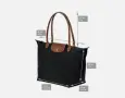 НОВА Longchamp – класическа, черна, L, дълги дръжки, снимка 15
