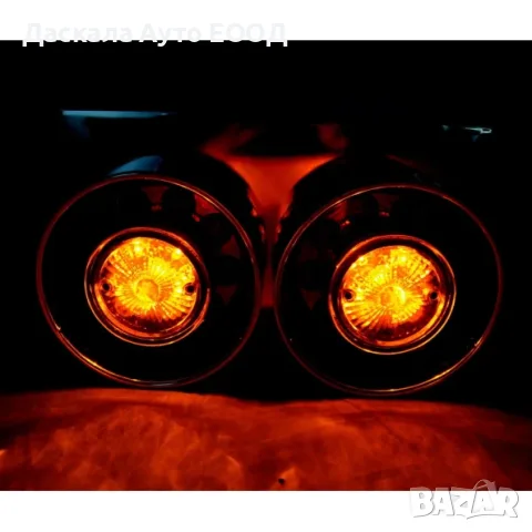 1бр. ЛЕД LED диоден стоп хром с 2 кръгли хамбургера, 24V, снимка 2 - Аксесоари и консумативи - 56621180