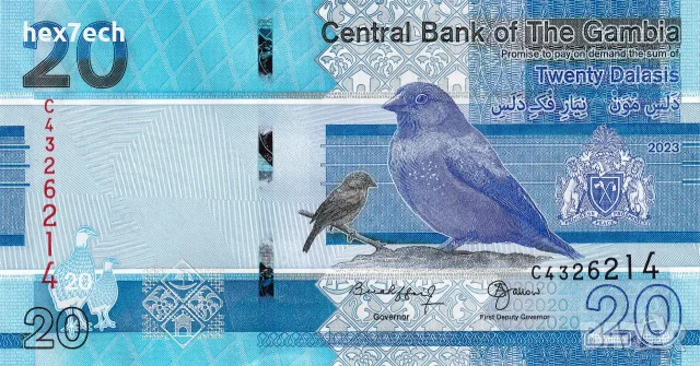 ⭐ Гамбия 2023 20 даласи UNC нова ⭐, снимка 2 - Нумизматика и бонистика - 56588899