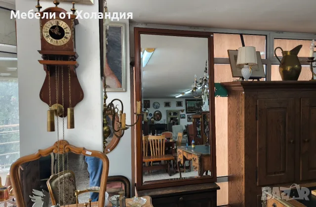 Огромно огледало с дъбова рамка