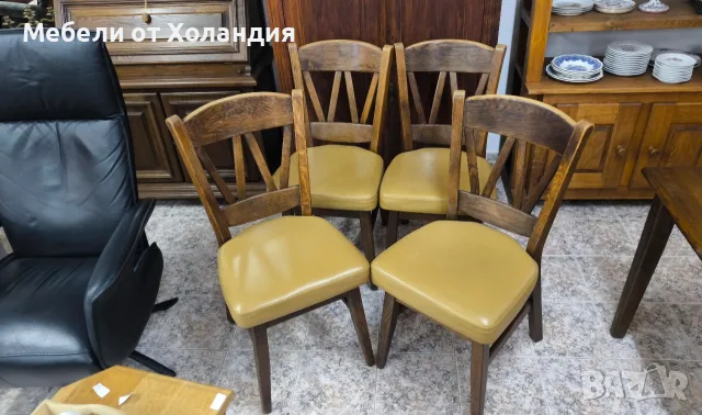 Дъбова трапезна маса + 4 стола, снимка 7 - Маси - 56680947