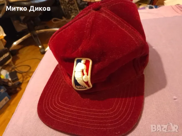 Бейзболна шапка НБА баскетбол винтидж  NBA кадифе бордо регулируема нова