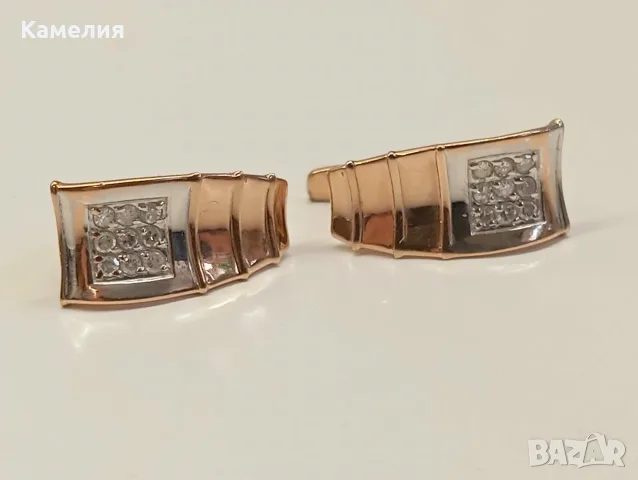 Руско злато. Обеци с брилианти , снимка 2 - Обеци - 56584800
