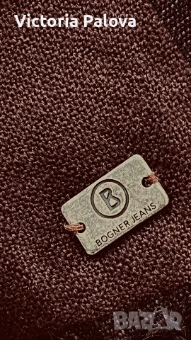 Оригинален двулицев шал BOGNER JEANS ,вълна и кашмир 41х162 см шоколад и тъмносиньо 