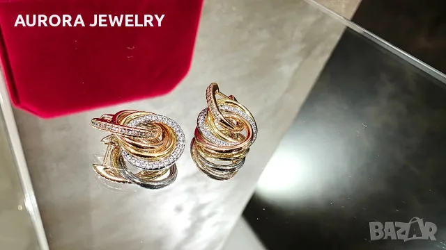 CARTIER Trinity Half Paved Diamonds Дамски Обеци, снимка 6 - Обеци - 56733468