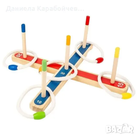 Дървена игра за хвърляне на халки