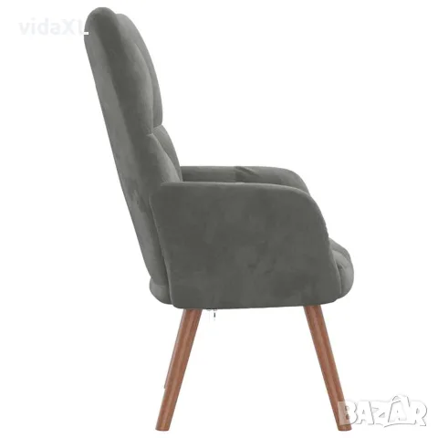 vidaXL Релакс стол, тъмносив, кадифе, снимка 5 - Дивани и мека мебел - 56146851