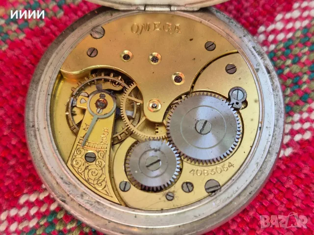 Сребърен джобен часовник Omega , снимка 5 - Антикварни и старинни предмети - 56634425
