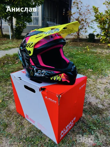 Мотокрос каска LS2 Gorilla Purple HV Yellow 