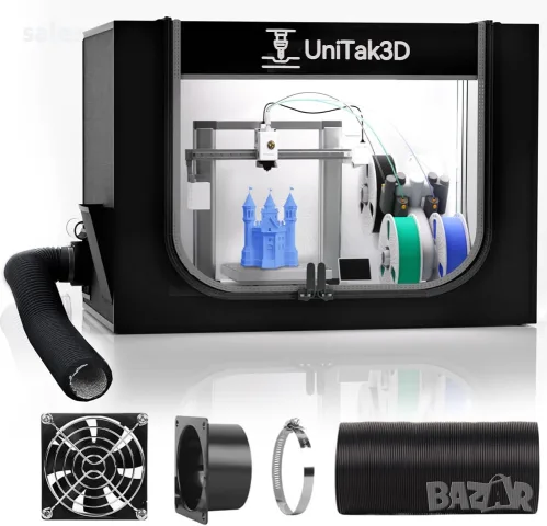 Кутия за 3D принтер с вентилационен комплект, съвместима с Bambulab A1/A1 Mini Combo с AMS lite, огн