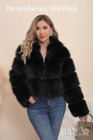 Дамско пухкаво яке с качулка
