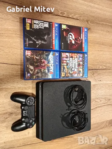 PS4 SLIM 500GB + джойстик +4 игри