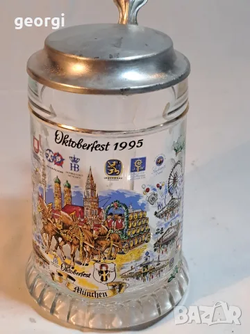 колекционерска немска халба за бира Oktoberfest  1995 с калаен капак    37/1