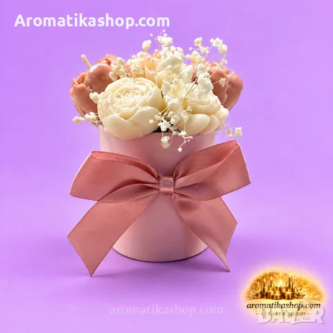 „Peach Blossom“ - Ароматен соев букет, снимка 3 - Декорация за дома - 56680374