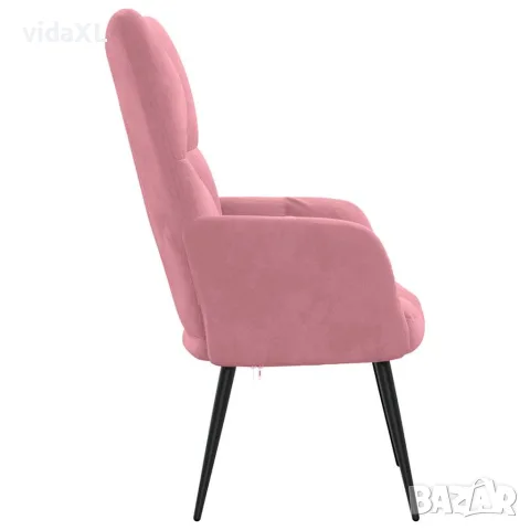 vidaXL Релаксиращ стол, розов, кадифе, снимка 5 - Столове - 56146828