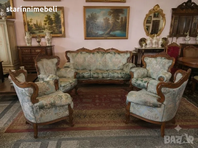 Елегантна класическа гарнитура, снимка 6 - Дивани и мека мебел - 56552960