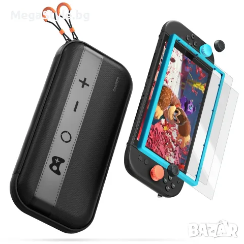 Комплект аксесоари за Nintendo Switch 2 (Калъф, 2бр. Стъклени протектори COOWPS и силиконови капачки