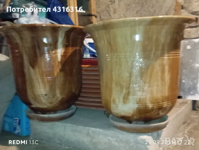Две керамични кашпи, снимка 2 - Декорация за дома - 56725400