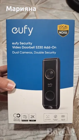 Чисто нов смарт видео звънец eufy Security Video Doorbell S330 Add-On (2K, Две камери)