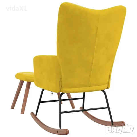 vidaXL Люлеещ се стол с табуретка, горчица, кадифе, снимка 6 - Столове - 56146922