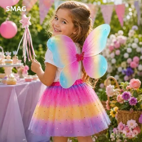 Карнавални крила и пола туту за момиче пеперуда rainbow_1263417