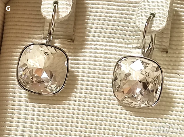 Swarovski sylver-tone crystal drop обеци, снимка 3 - Обеци - 56558109