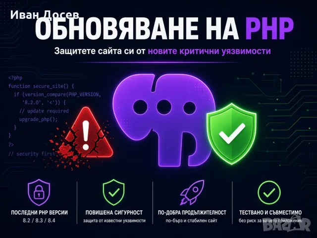 Обновяване на PHP версия на сайт – спешна защита