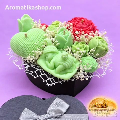 „Emerald Love“ – Ароматен соев букет, снимка 3 - Декорация за дома - 56682000