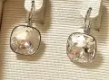 Swarovski sylver-tone crystal drop обеци, снимка 3