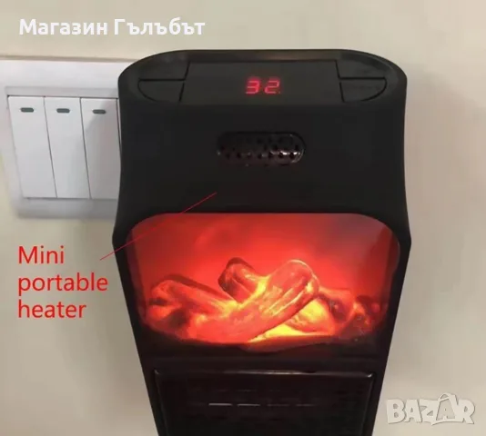 TV249 Мини печка с камина ефект / Материал: ABS; Цвят: черен; Напрежение: 220 V; Мощност: 500 W