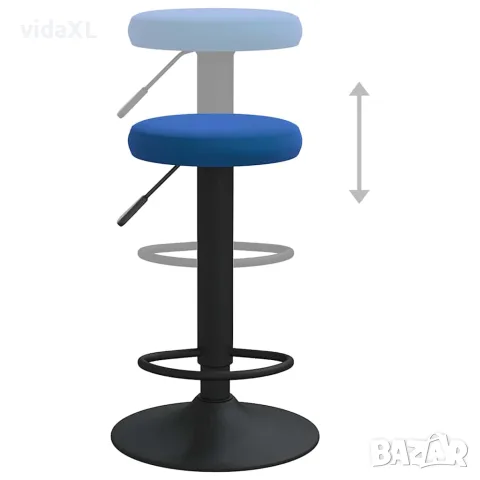 vidaXL Бар табуретки, 2 бр, сини, кадифе, снимка 7 - Столове - 56147003