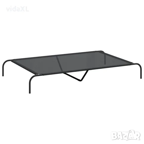 vidaXL Повдигнато легло кучета черно 150x90x20 cm Текстилен и стомана