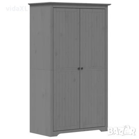 vidaXL Гардероб BODO, сив, 99x53,5x173 см, бор масив