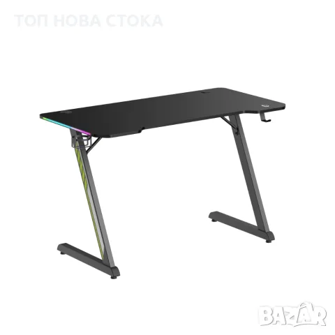 Геймърско бюро с RGB осветление, черно карбон