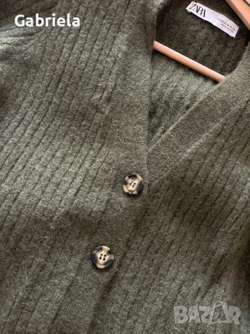 Дълга зелена жилетка Zara , снимка 4 - Жилетки - 56633795