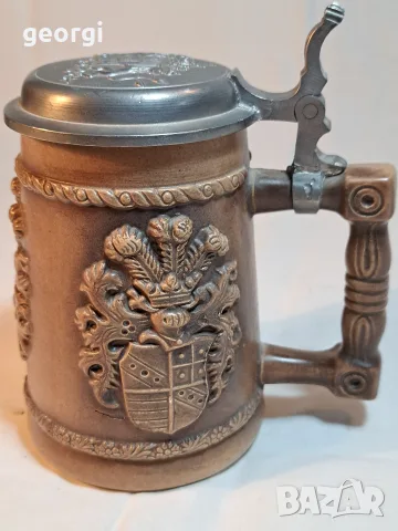 немска халба с монограм и калаен капак   37/1