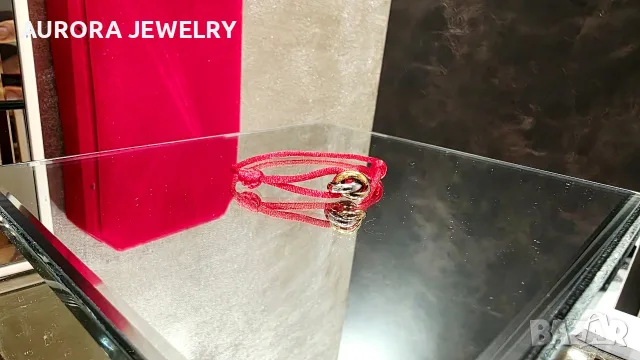 CARTIER Trinity Red Strap Унисекс Гривна Червен Конец, снимка 6 - Гривни - 56675132