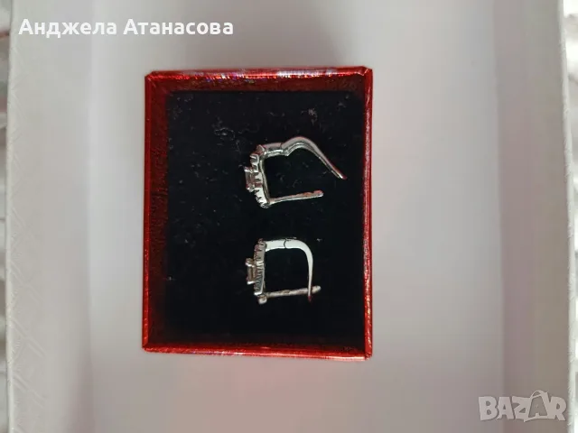 Сребърни обеци 925 с циркони, снимка 2 - Обеци - 56706707