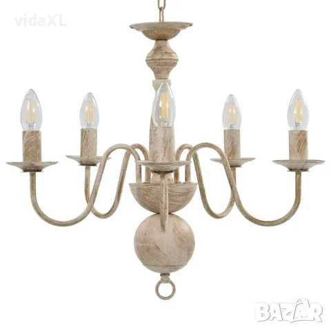 vidaXL Полилей, антично бяло, 5 х Е14 крушки, снимка 2 - Полилеи - 56146566