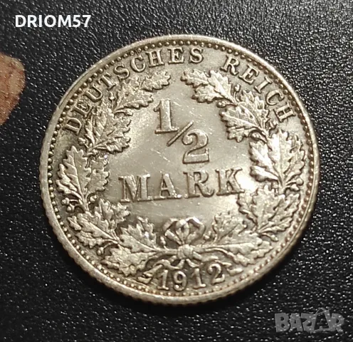 Монета Германия 1/2 марка "F" [1912]