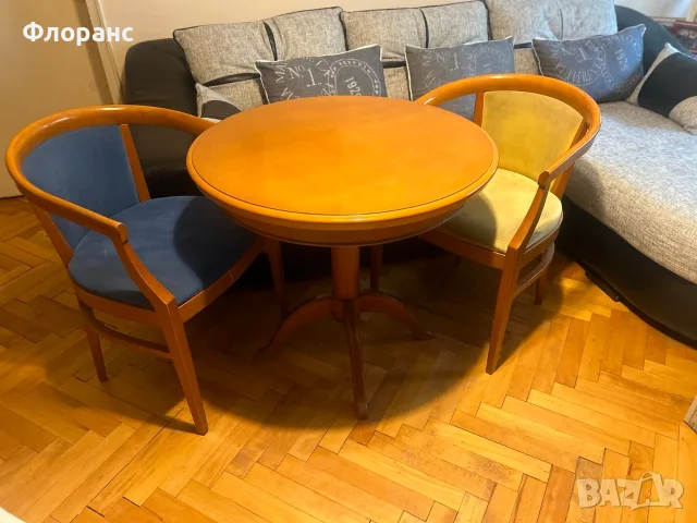 кръгла трапезна холна маса и столове, снимка 2 - Маси - 56732096