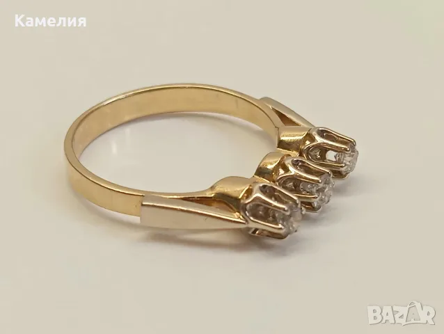 Руско злато. Пръстен с брилианти , снимка 9 - Пръстени - 56651713