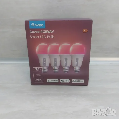 НОВИ Умни Крушки Govee RGBWW Smart LED Bulb (4 бр.) | Пакет | Matter, Alexa, Google Home