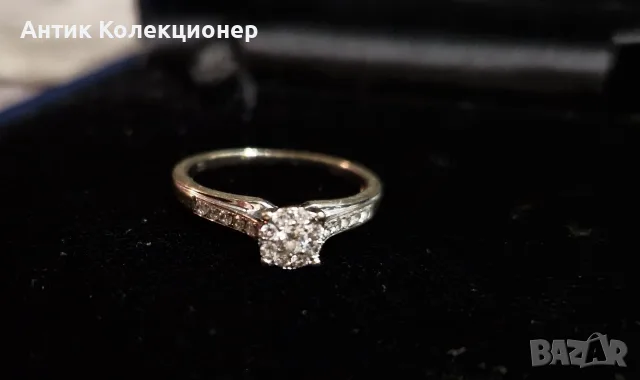 Златен пръстен 18К 750 с 19 диаманта – винтидж бижу