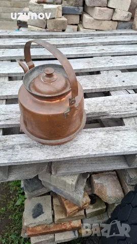 старинен меден чайник, снимка 3 - Антикварни и старинни предмети - 56657560
