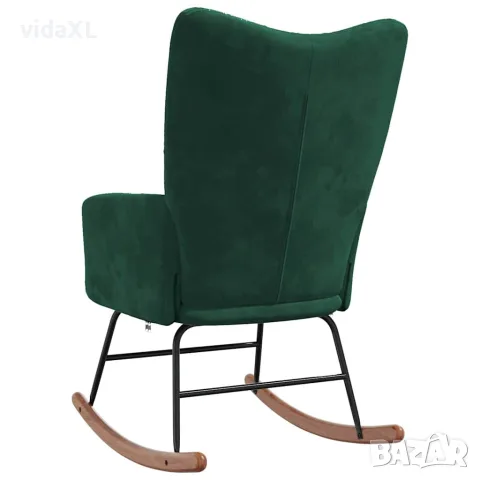 vidaXL Люлеещ стол, тъмнозелен, кадифе, снимка 5 - Столове - 56146868