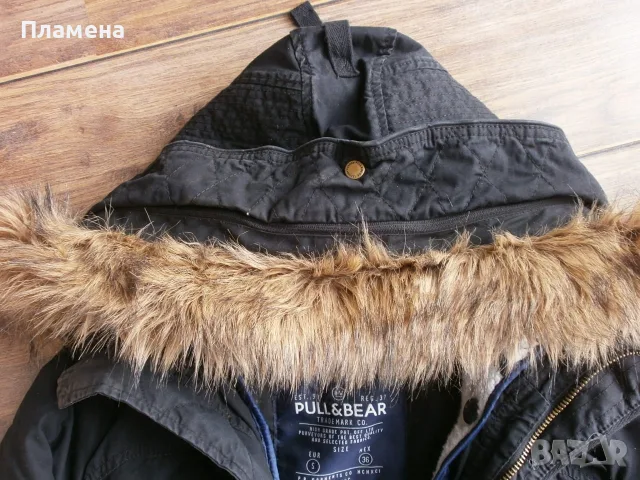 М Нова Мъжка Парка с Голяма Пухена Качулка Pull & Bear, снимка 4 - Якета - 56557539