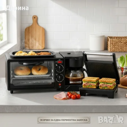 грил тостер кафемашина, снимка 2 - Тостери - 56615550