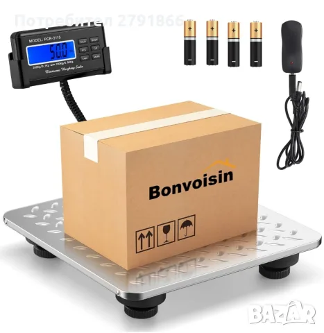 Цифрова пощенска везна Bonvoisin до 300 кг,LCD дисплей,на батерии или ток,KG/OZ/LB/LB:OZ