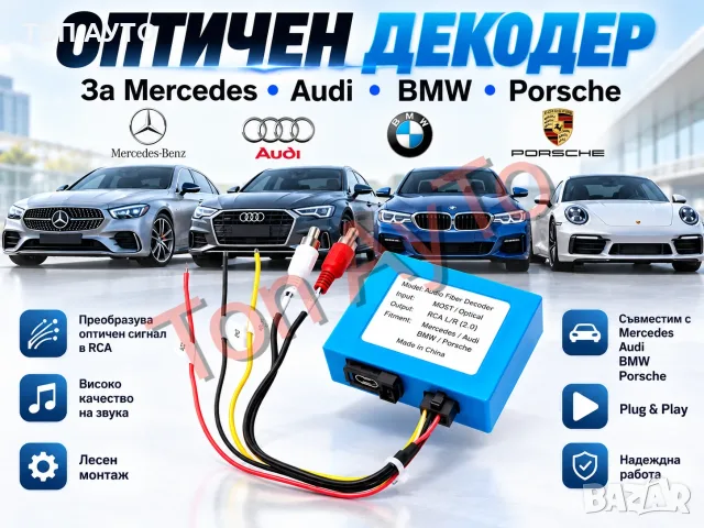 Оптичен Декодер за MOST Мерцедес Ауди БМВ Порше Mercedes Audi BMW Porsche VW Touareg Мултимедия